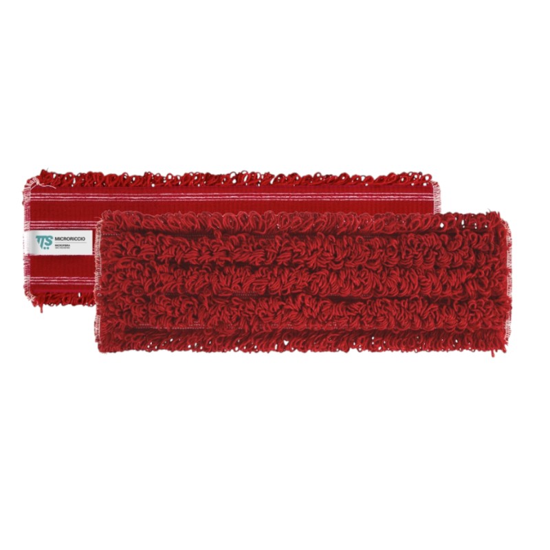 Mop Frange - Klittenbandsysteem - Microriccio - 40 cm - Rood met rode achterkant